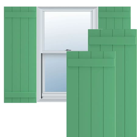 True Fit PVC, Four Board Joined Board-n-Batten Shutters, Lilly Pads, 21 1/2W X 63H